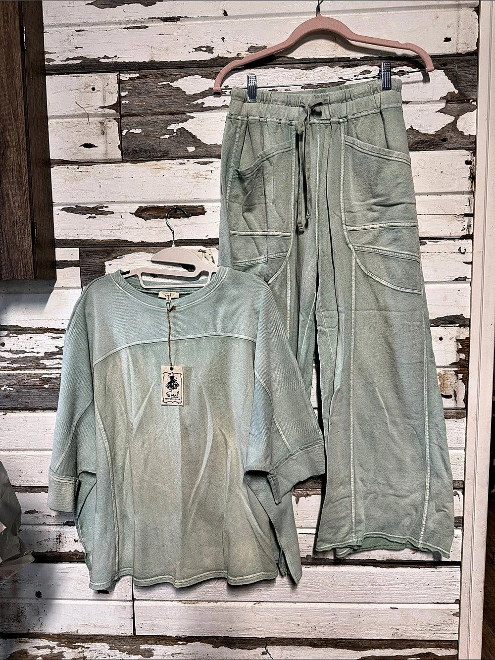 Easel Sage Green Wide Leg Set Size Small NWT